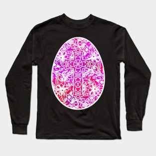 Pink, Violet and White Easter Egg Pysanky Style | Cherie's Art(c)2021 Long Sleeve T-Shirt